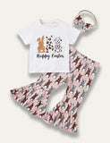 Easter Spotted Bunny Printed T-Shirt+Flared Pants