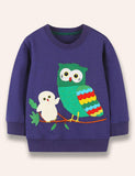 Sweatshirt mit Cartoon-Eulen-Applikation