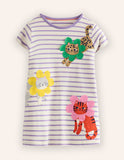 Cartoon Cat Applique Dress