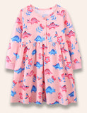 Dinosaur Printed Chest Button Dress