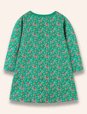 Floral Cartoon Birdy Appliqué Dress