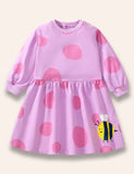 Cute Bee Appliqué Sweatshirt Dress