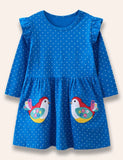 Lovely Bird Dotted Sweatshirt Dress