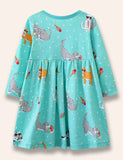 Ice Cream Cat Printed Pocket Dress