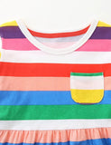 Cluiche Rainbow Striped gúna