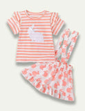 Easter Cartoon Bunny Stripe T-Shirt+Strap Dress - Mini Taylor