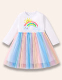 Regenbogenbedrucktes Tüllkleid