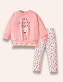 Cute Bear Printed Sweatshirt Set