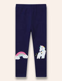 Leggings con applicazione unicorno arcobaleno