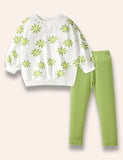 Green Daisy Dotted Sweatshirt Set