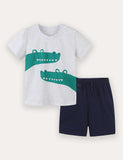 Cartoon Printing Short Sleeve T-Shirt and Shorts Set