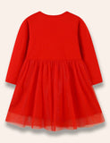 Cute Birdy Embroidered Tulle Dress