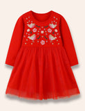 Cute Birdy Embroidered Tulle Dress