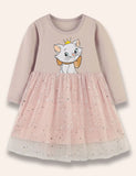 Cartoon Cat Printed Tulle Dress