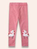 Gestreifte Leggings mit Einhorn-Applikation