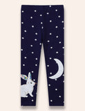 Leggings stellati con applicazione Rabbit Moon