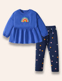 Flauschiges Regenbogen-Sweatshirt-Kleiderset