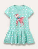 Spring Sika Deer Appliqué Dress - Mini Taylor
