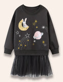 Sequined Space Bunny Sciorta Tulle Set Sweatshirt