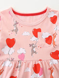 Heart Balloon Bunny Printed Dress