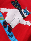 Snowboarding Polar Bear Appliqué Long Sleeve T-Shirt