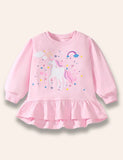 Unicorn Printed Skirt Sweatshirt Set