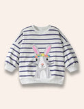 Bunny Appliqué Striped Sweatshirt Set