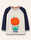 T-shirt a maniche lunghe stampata con zucca rana di Halloween