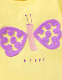 Solid Color Happy Butterfly Long Sleeve T-Shirt Set