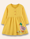 Floral Duck Appliqué Dotted Dress