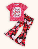 Valentine's Day Love Print T-shirt Set