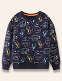 Sudadera con estampado de dinosaurios estrellados múltiples