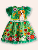 Puppy Embroidery Tulle Dress