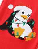 Pantalones con apliques de pingüino navideño