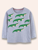 T-shirt à manches longues imprimé crocodile