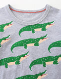 T-shirt à manches longues imprimé crocodile