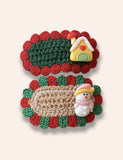 2PCS Christmas Handmade Knitted Hairpins