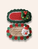 2PCS Christmas Handmade Knitted Hairpins