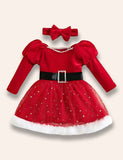 Christmas Starry Tulle Party Dress+Bow Headband