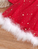 Weihnachts-Partykleid-Set mit langen Ärmeln und Stern-Tüll