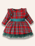 Christmas Plaid Ruffled Tulle Dress