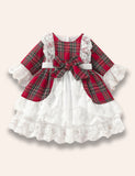 Christmas Plaid Lace Bow Dress