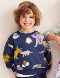 Sudadera con estampado de vida de dinosaurios múltiples