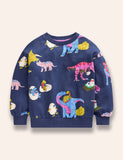 Sudadera con estampado de vida de dinosaurios múltiples