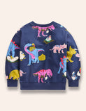 Mehrfarbig bedrucktes Sweatshirt mit Dinosaurier-Leben