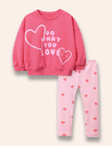 Heart Printed Sweatshirt Set