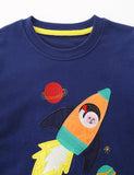 Sweatshirt mit Astronauten-Raketen-Applikation