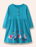 Butterfly Birdy Appliqué Dotted Dress