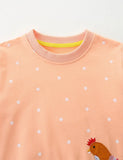 Cute Hen Chicken Appliqué Sweatshirt