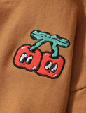 Cartoon Cherry Appliqué Sweatshirt Set